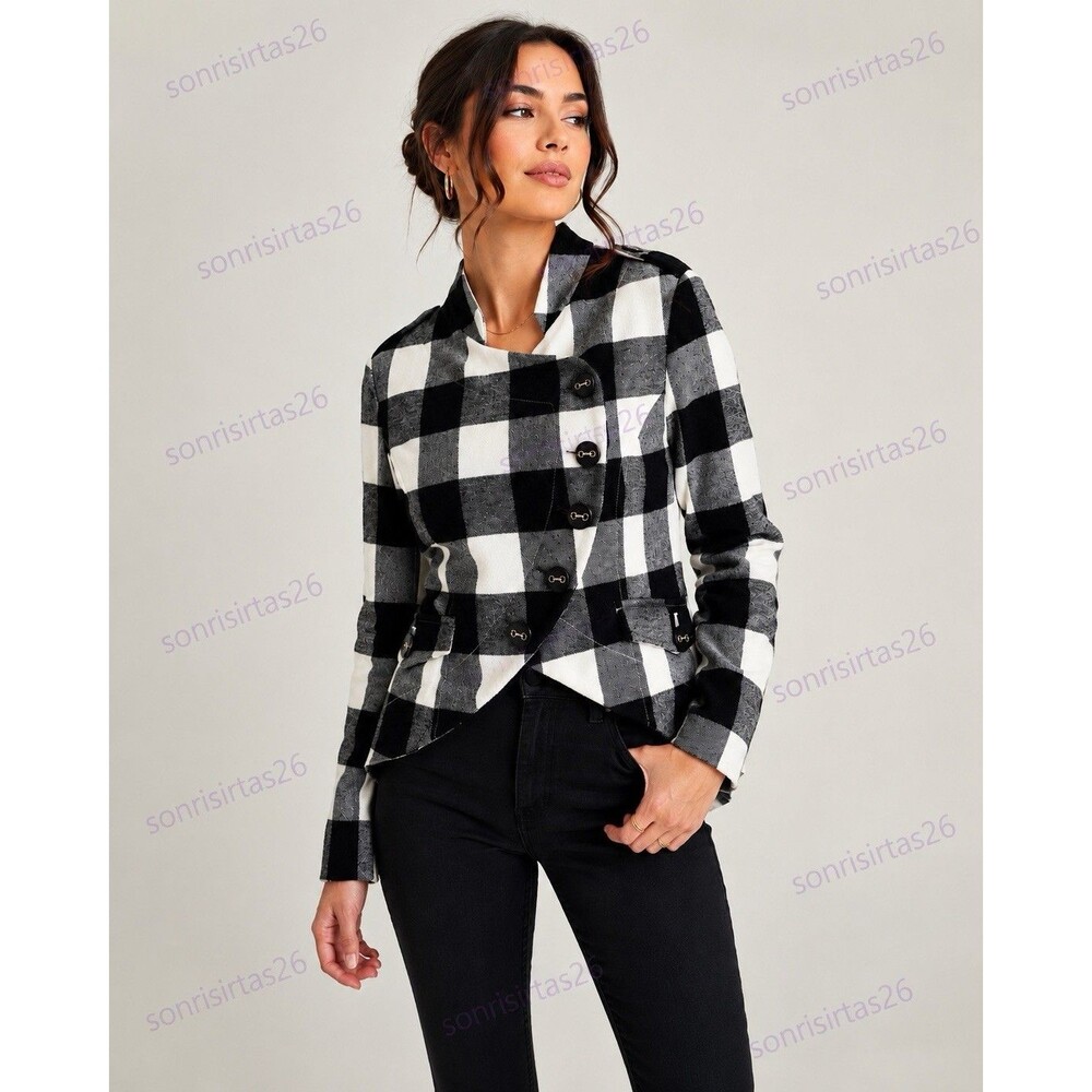 Vintage FARM Rio Buffalo Plaid Asymmetrical Jacket Black White Avant Garde Rare
